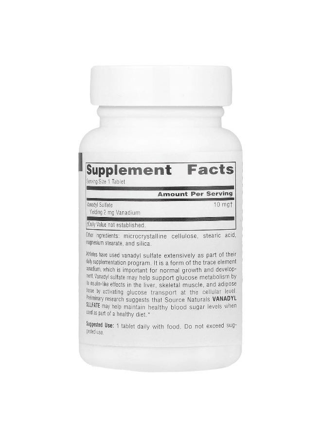 Source Naturals Source Naturals, Vanadyl Sulfate, 10 mg, 100 Tablets  - Image 2