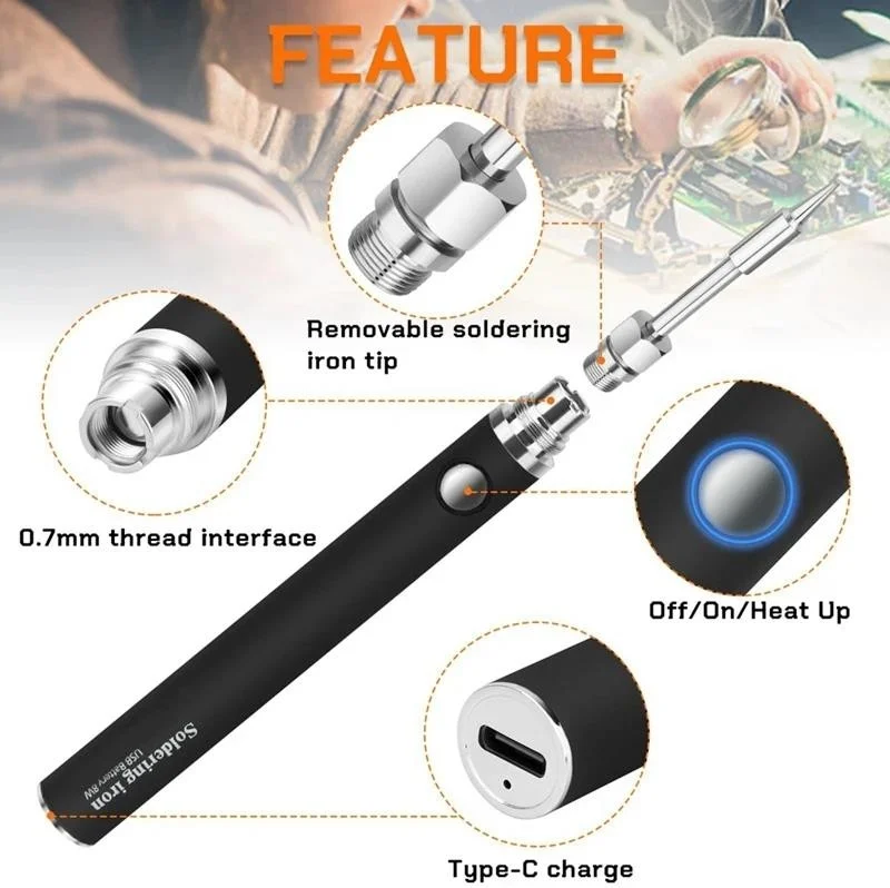 Valkyrie Rechargeable Wireless Soldering Machine - Heating Up in 5 Seconds - 30 Minutes of Use - USB Type-C Charging - 3 Different Heat Modes - 450 Degrees
