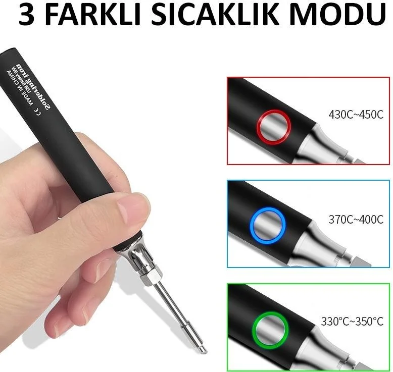 Valkyrie Rechargeable Wireless Soldering Machine - Heating Up in 5 Seconds - 30 Minutes of Use - USB Type-C Charging - 3 Different Heat Modes - 450 Degrees