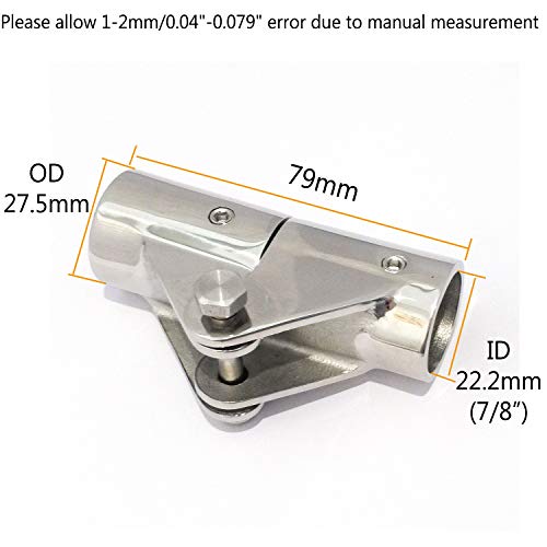 keehui 316 Stainless Steel Folding Swivel Connector Fitting for 7/8INCH Boat Hand Rail Tube/Pipe - Image 2