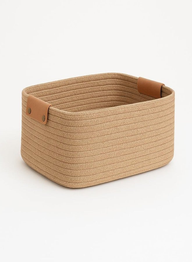 BOBBINY Jute Basket for Storage – Handwoven Rectangular Brown Jute Basket 12x8x5 inch, Perfect for Organizing Home, Office, or Closet - Image 1