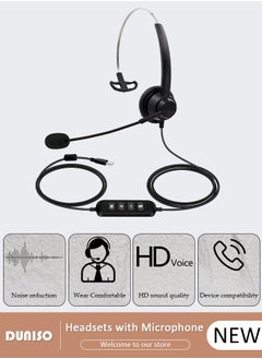 Wired Headset with Microphone Bluetooth Headphone with Noise Canceling Headphones for Office, Meetings, Chat, Call Centers Comfortable Over-Ear Headphones with Rotating Mic