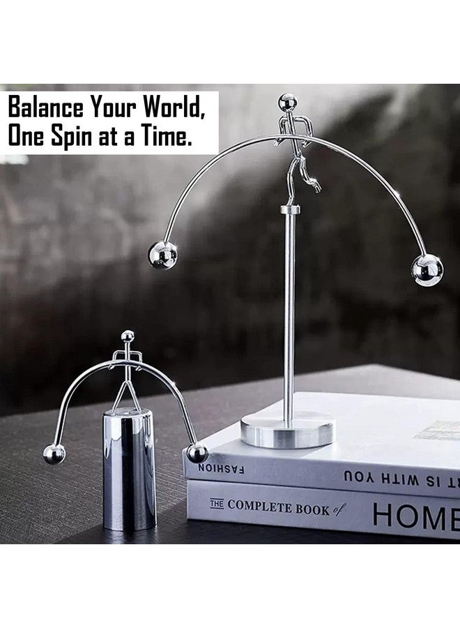 FRYIO Adult Stainless Steel Balancing Toy | Engular Momentum Silver Pole Balancing Man | Stress Relief Motion Toy (Pole Balancing) - Image 4