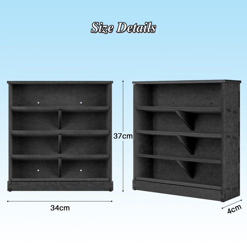 KISLANE Felt Monster Trucks Display Case, Wall-Mounted 16 Slot Storage Case, Groove Fixation Container Holder (Black - New Version) - Image 2