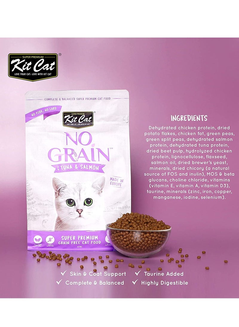 Kit Cat طعام جاف للقطط بدون حبوب مع التونة والسلمون 1 كجم - Image 2