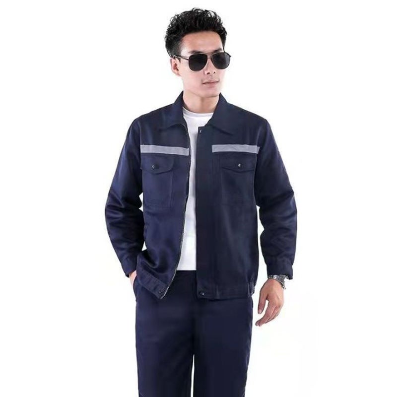 Labor protection work clothes suit spring and autumn labor protection clothing construction site auto repair labor protection clothing workshop factory clothes top workwear uniform Dark Blue 