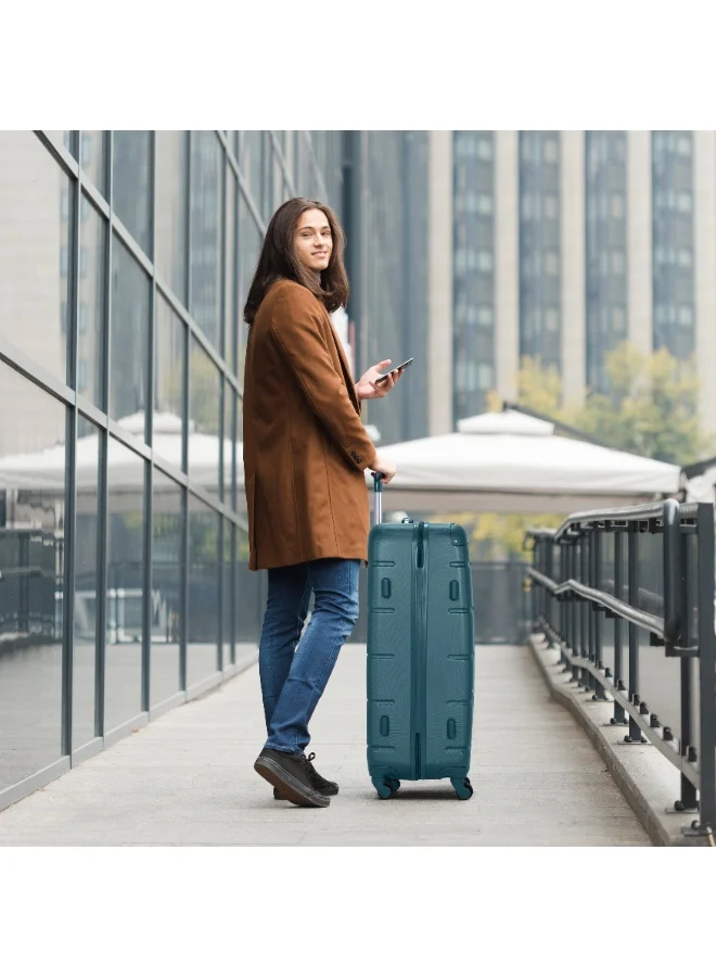 Senator Dark Teal Hard Case Travel Bag Trolley Luggage Set of 3 ABS Lightweight Suitcase with 4 Spinner Wheels A1012 Dark Teal  | Best Price UAE