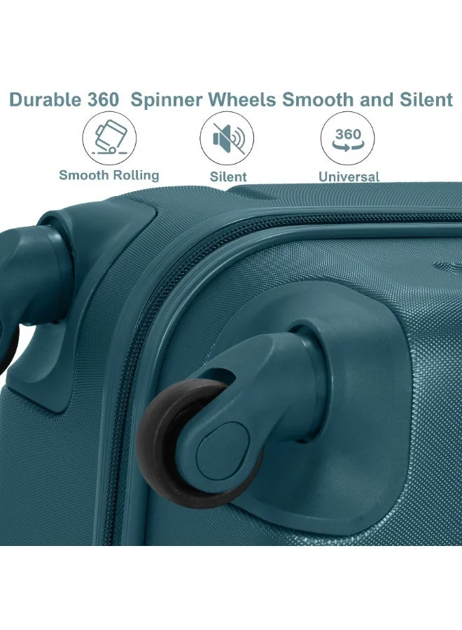 Senator Dark Teal Hard Case Travel Bag Trolley Luggage Set of 3 ABS Lightweight Suitcase with 4 Spinner Wheels A1012 Dark Teal  | Best Price UAE