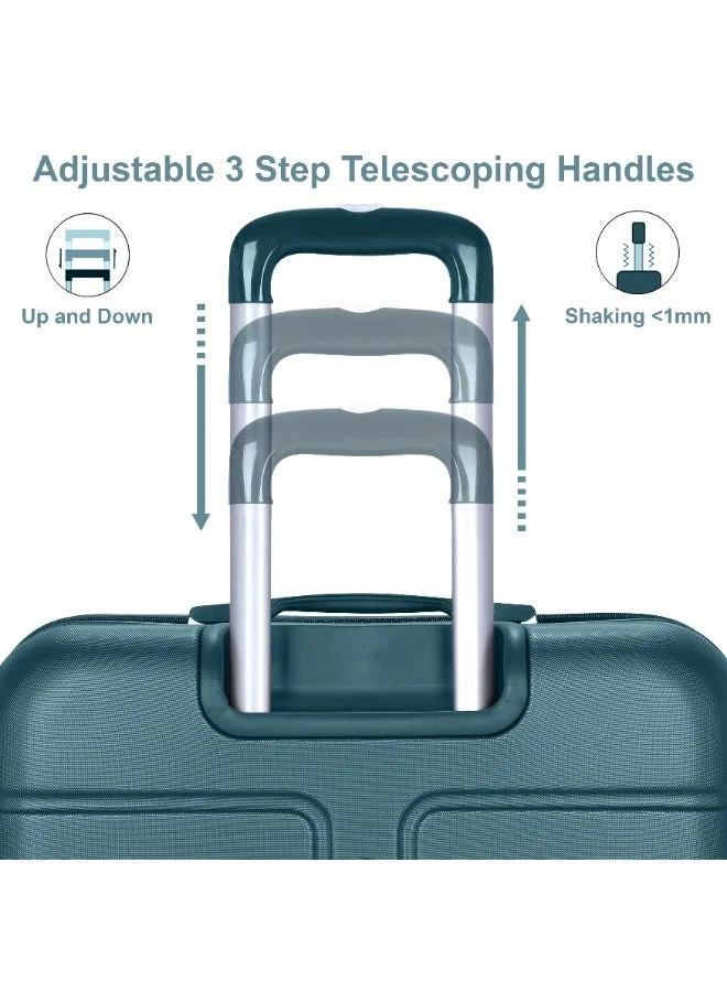 Senator Dark Teal Hard Case Travel Bag Trolley Luggage Set of 3 ABS Lightweight Suitcase with 4 Spinner Wheels A1012 Dark Teal  | Best Price UAE