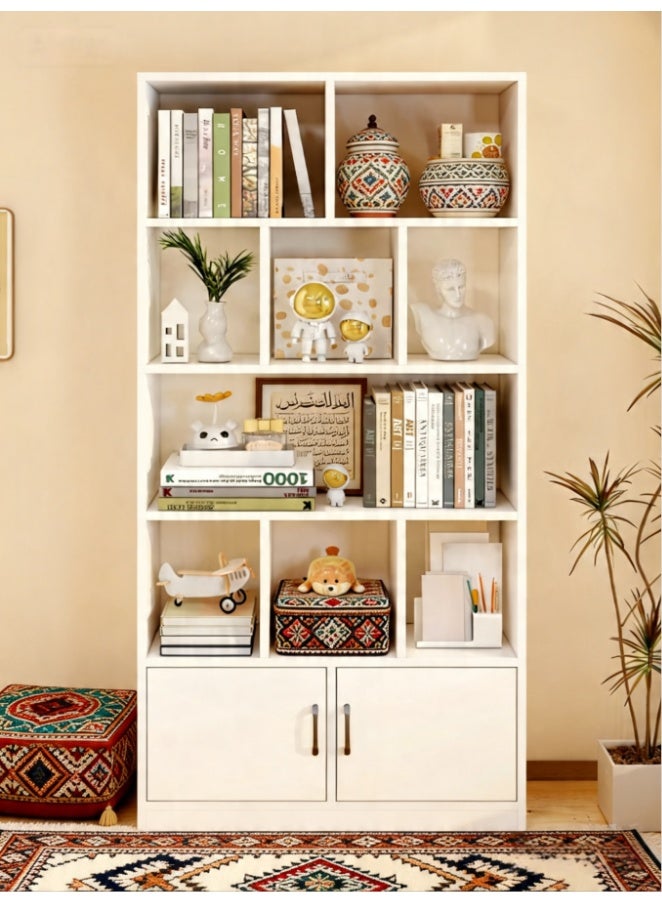 Wooden Bookshelf, Five Story Open Bookshelf, Large Storage Display Rack, Independent Floor Standing Bookshelf, Suitable for Living Rooms, Home Offices, and Study Rooms (White, SGG029B-80) - Image 1