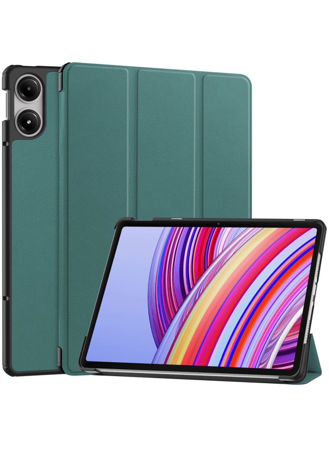 For Xiaomi Redmi Pad Pro 12.1 Tablet Protective Cover 2024 Tri-Fold Caster-Color:Dark Green-Applicable Models:Xiaomi Redmi Pad Pro 12.1-inch 2024 Model - Image 1