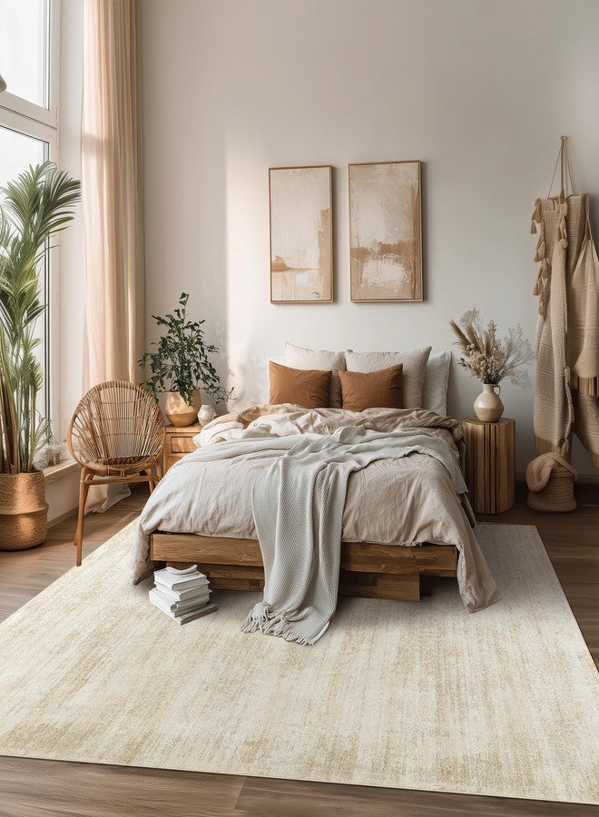 BILEEHOME 5x7 Area Rugs for Living Room,Washable Tan Beige Neutral Abstract Minimalist Boho Modern Farmhouse Rug for Dining Room Bedroom Light Brown - Image 2