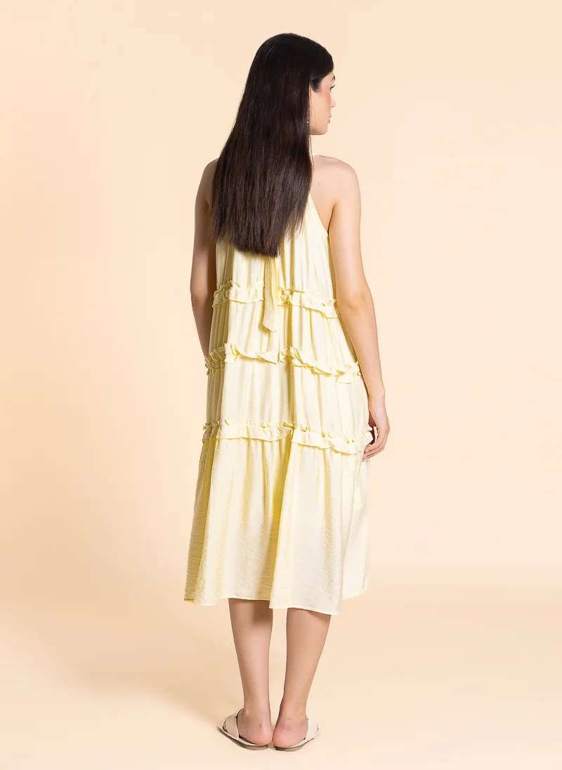 SHAPES pale yellow Ruffled Halter Dress for Women | Best Price UAE