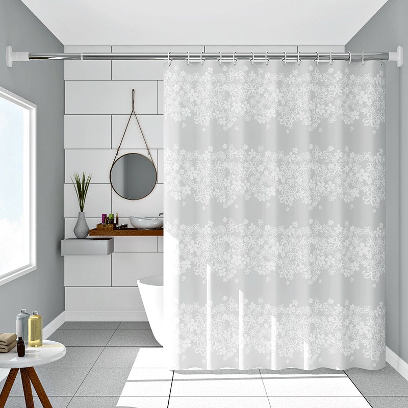 Waterproof Mold-Resistant PEVA Shower Curtain Small white flower 