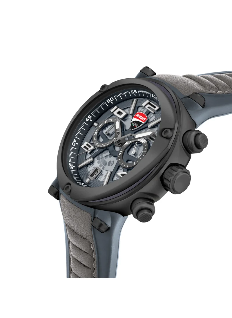 Ducati Corse Partenza 49mm Men's Multifunction Watch with Silicone & Italian Leather Strap