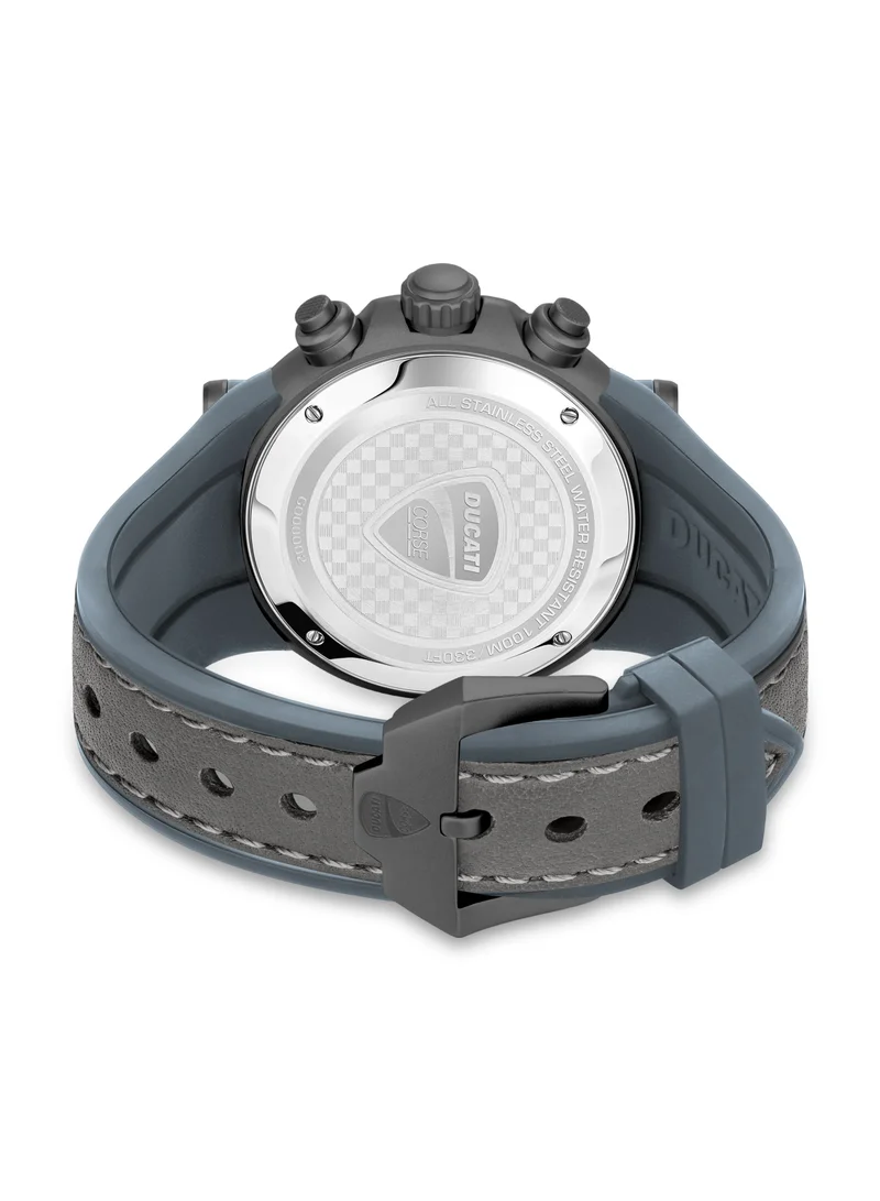Ducati Corse Men's Partenza 49mm Men's Multifunction Watch with Silicone & Italian Leather Strap
