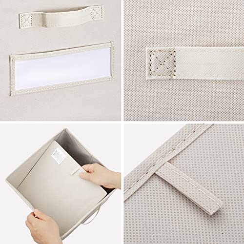 artsdi 11 Inch Storage Cube,Storage bin (Set of 10) Foldable Fabric Cube Storage Bins with 10 Labels Window Cards & a Pen,Baskets Containers for Shelves,Closet Organizers Box,cube storage,Beige - Image 2