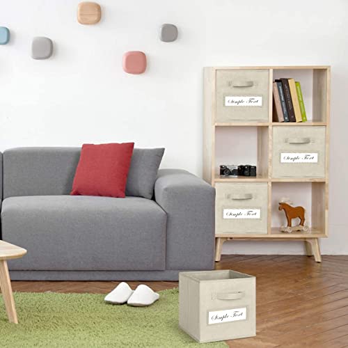 artsdi 11 Inch Storage Cube,Storage bin (Set of 10) Foldable Fabric Cube Storage Bins with 10 Labels Window Cards & a Pen,Baskets Containers for Shelves,Closet Organizers Box,cube storage,Beige - Image 5