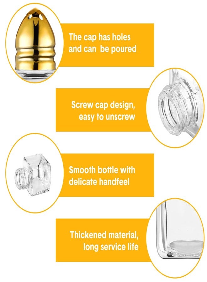 زوبيل مجموعة زوبيل المكونة من 50 قطعة من رشاشات الملح والفلفل الصغيرة الشفافة الفردية، مثالية للمطبخ وحفلات الزفاف والنزهات، بنمطين (أغطية ذهبية). - Image 3