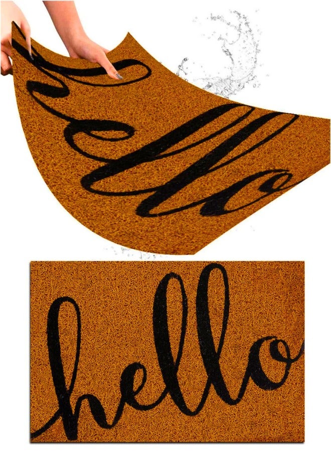تشيس اب سجادة خارجية ذات دعم متين، سجادة ترحيب طبيعية للمدخل، الشرفة الأمامية، سجادة مدخل سهلة التنظيف، للاستخدام الخارجي والداخلي، ديكور منزلي (مرحبًا، 45 × 75 سم) - Image 1