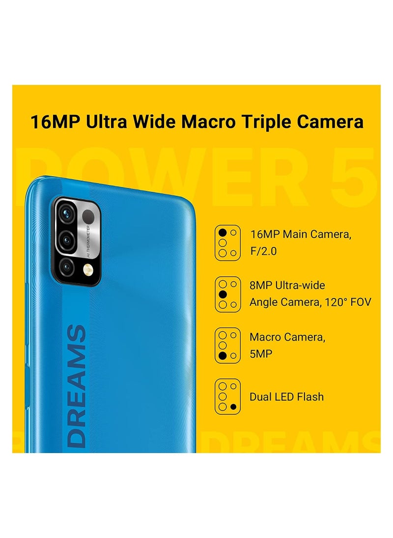 UMIDIGI - UMIDIGI Power 5 Cell Phone 4GB 128GB 6150mAh Battery Unlocked Smartphone with 6.53 Full Screen 16MP AI Triple Camera Android Phone Blue - Image 1