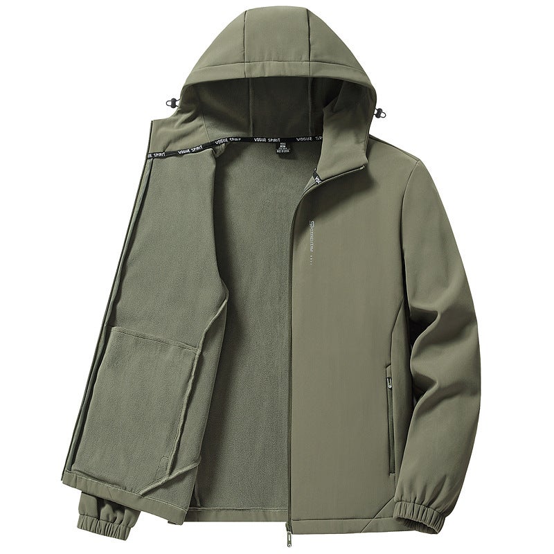 2023 Olympic Grain Velvet Windproof Warm Fleece-Lined Padded Outdoor Soft Shell Jacket Lovers Outside - Image 1