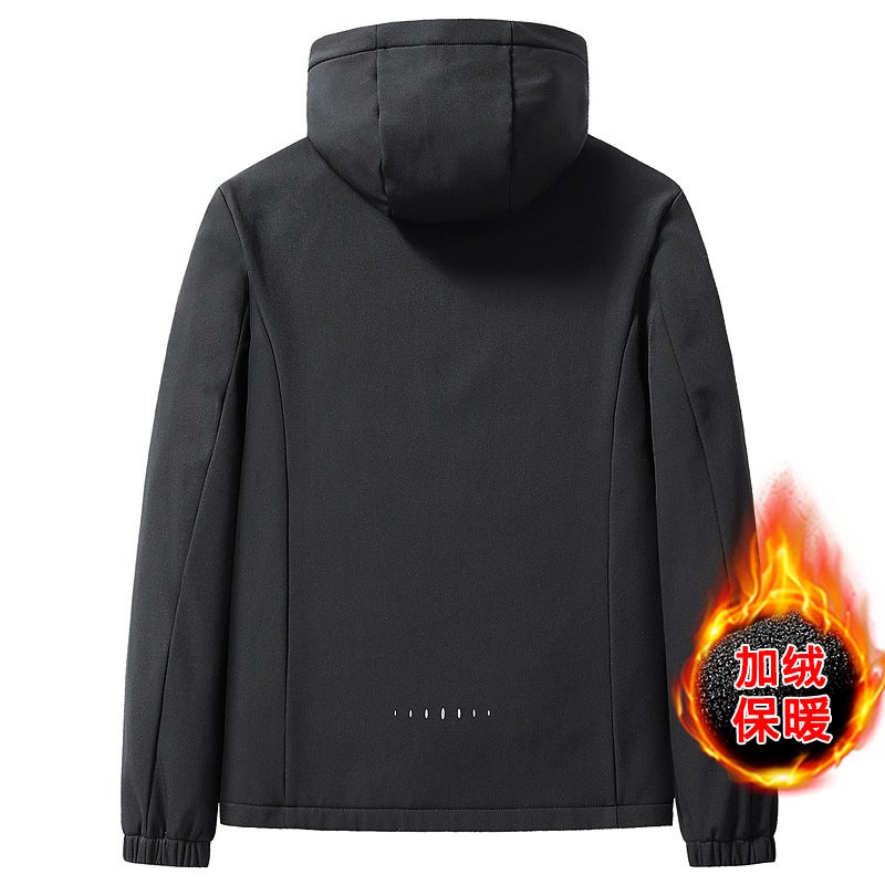 2023 Olympic Grain Velvet Windproof Warm Fleece-Lined Padded Outdoor Soft Shell Jacket Lovers Outside - Image 5