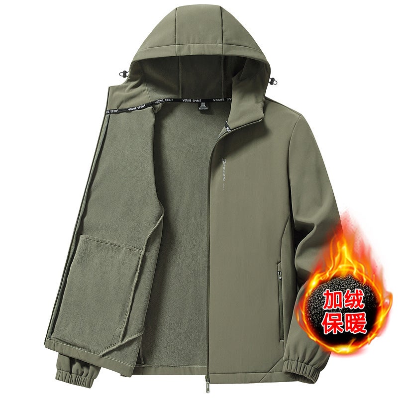 2023 Olympic Grain Velvet Windproof Warm Fleece-Lined Padded Outdoor Soft Shell Jacket Lovers Outside - Image 4