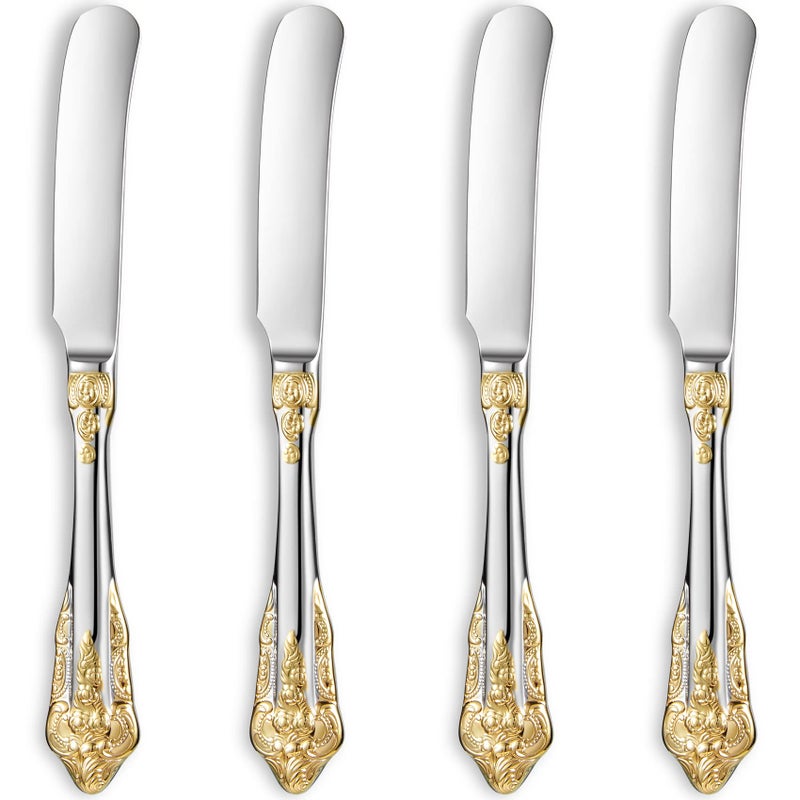 KEAWELL Gorgeous 69 Butter Spreader 1810 Stainless Steel Set of 4 Gold Accent Butter Knife