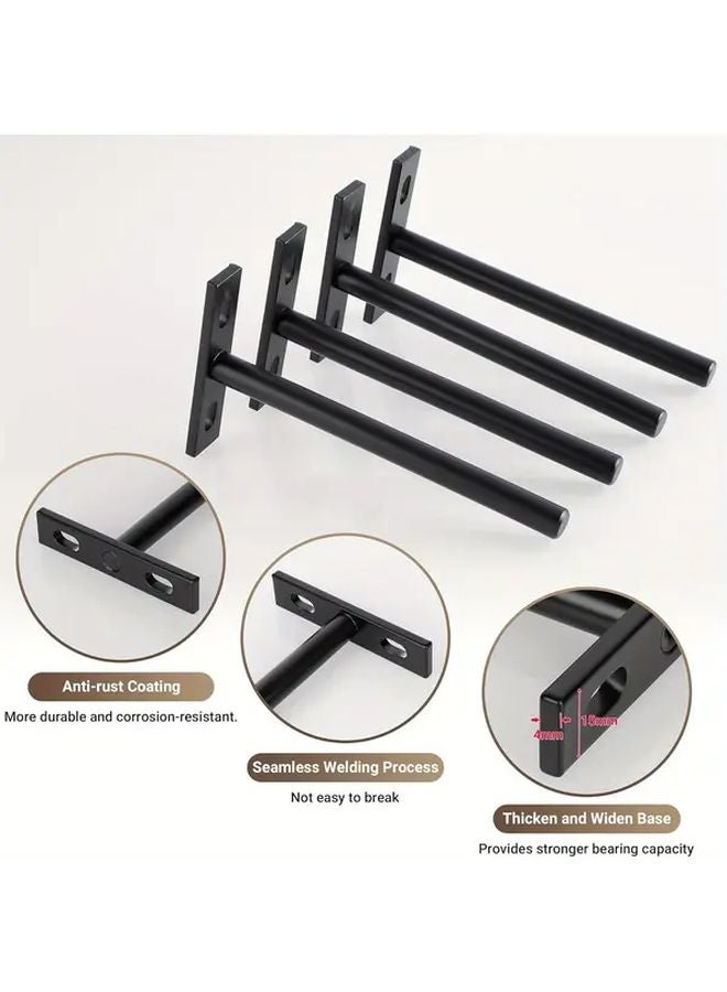 Heavy Duty Floating Shelf Brackets 4 Pack Invisible Hidden T Shaped Metal Supports Matte Black - Image 5