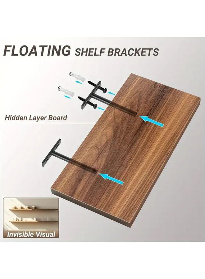 Heavy Duty Floating Shelf Brackets 4 Pack Invisible Hidden T Shaped Metal Supports Matte Black - Image 4