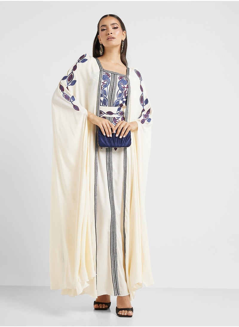 hayas closet Embroidered Neck Cape Sleeve Moroccan Dress  - Image 4