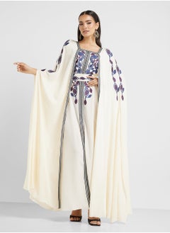 hayas closet Embroidered Neck Cape Sleeve Moroccan Dress  - Image 1