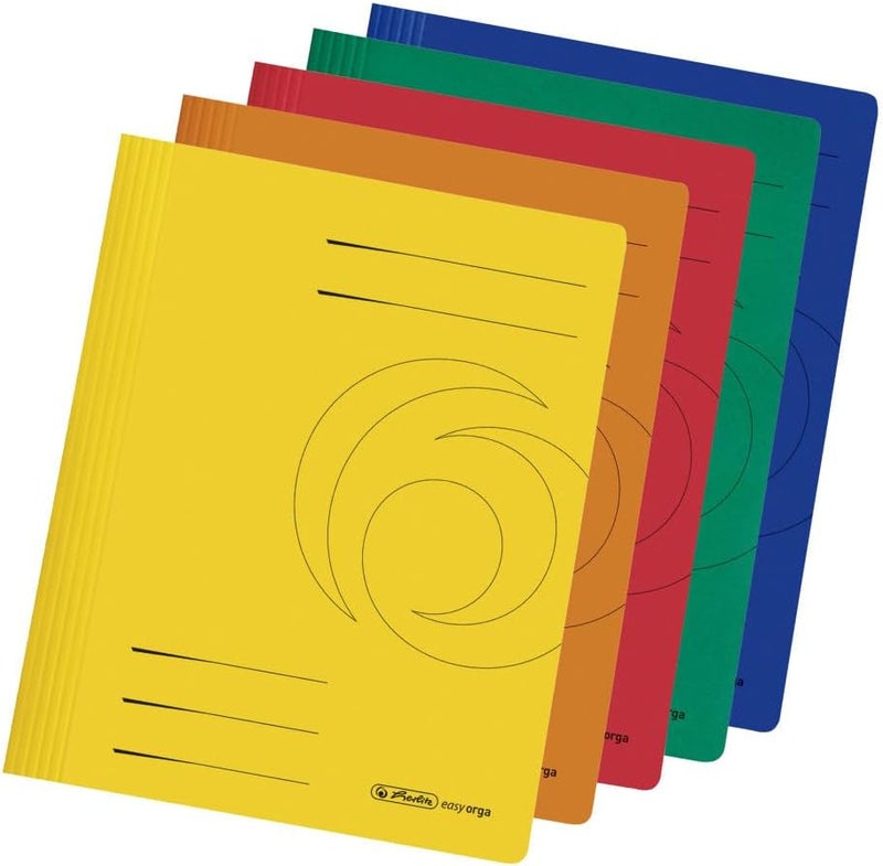Herlitz A4 Manilla Folded Flat File - Asorted Colors (Pack of 10) - Image 1
