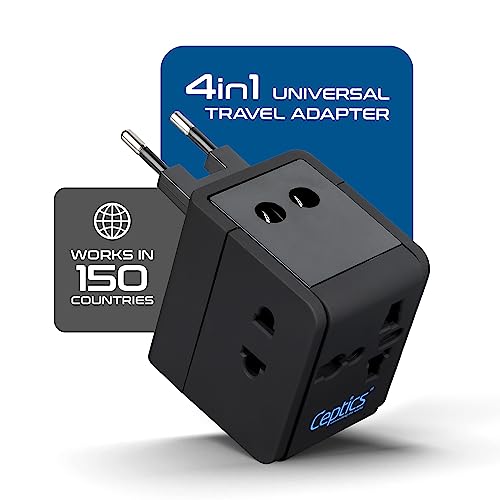 Ceptics Universal Travel Adapter with 2 USB Ports, 3 in 1 International Adapter for Cell Phone Tablet Camera, India to UK, Europe, Australia & More - Image 3