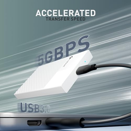 Cablet 2.5 Inch SATA USB 3.0 HDD/SSD Portable External Enclosure for 7mm and 9.5mm, Tool-Free Design, Supports UASP Max 6TB (HD2577-U3-WH) - Image 2