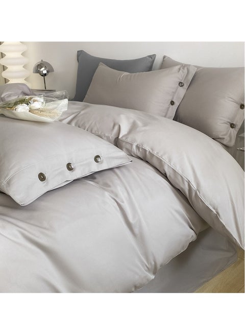 Bed Cover Set, Soft Luxurious Pure Bedsheet Set, Long-staple Cotton Simple Solid Color Bed Sheet Quilt Cover Bedding Twill Cotton Set,( mountain gray, 2.0m bed sheet four-piece set)