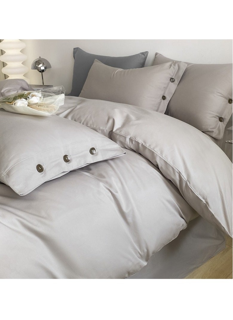 AROAQ Bed Cover Set, Soft Luxurious Pure Bedsheet Set, Long-staple Cotton Simple Solid Color Bed Sheet Quilt Cover Bedding Twill Cotton Set,( mountain gray, 2.0m bed sheet four-piece set)  - Image 1