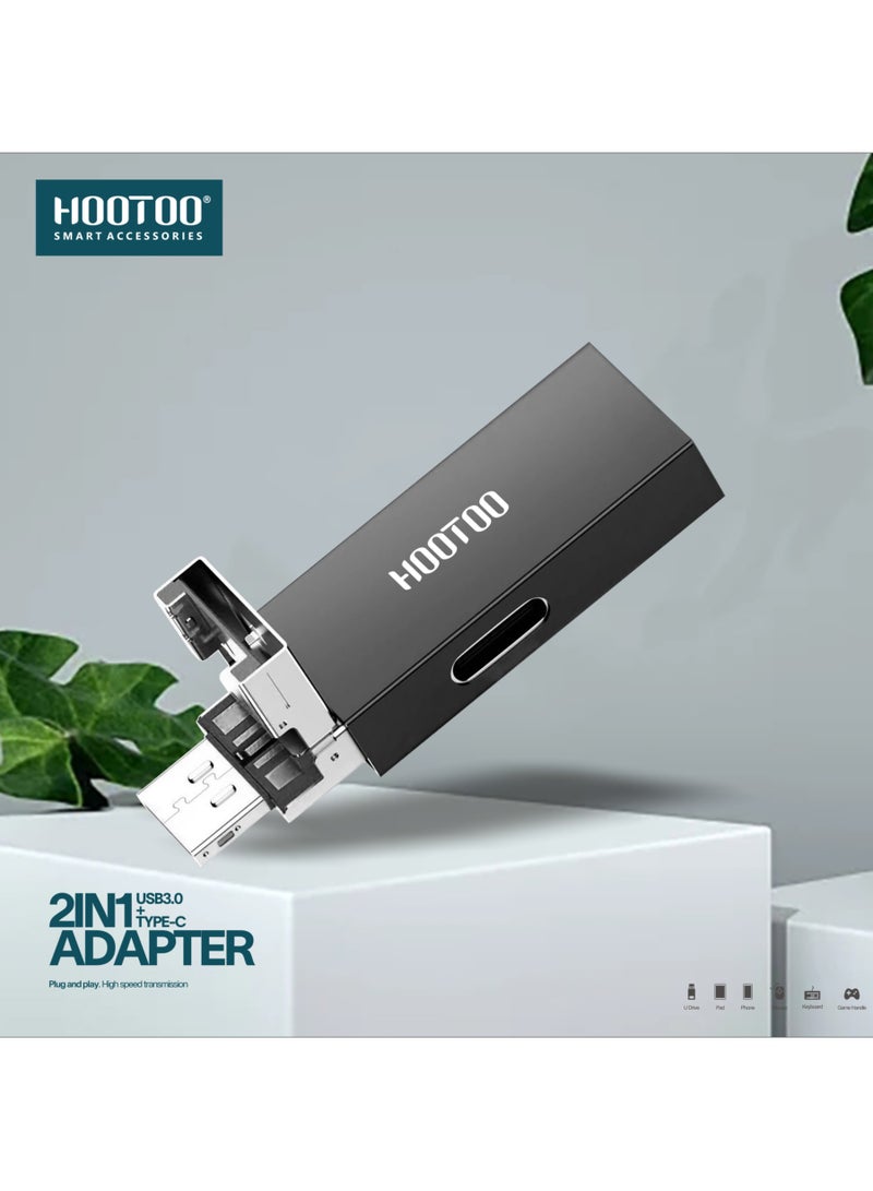 HooToo 2 In 1 Adapter USB 3.0 Type-C HT-AD008 Black  - Image 2
