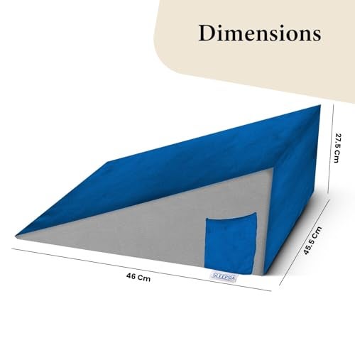 Sleepsia Wedge Cushion | 1 Year Warranty | Wedge Pillows for Bed, Orthopedic Memory Foam Back Support Pillow for Bed | Acid Reflux, Pregnancy, GERD, Back & Leg Support- Grey/Blue, 20" Lx17.4 Wx10 H - Image 2