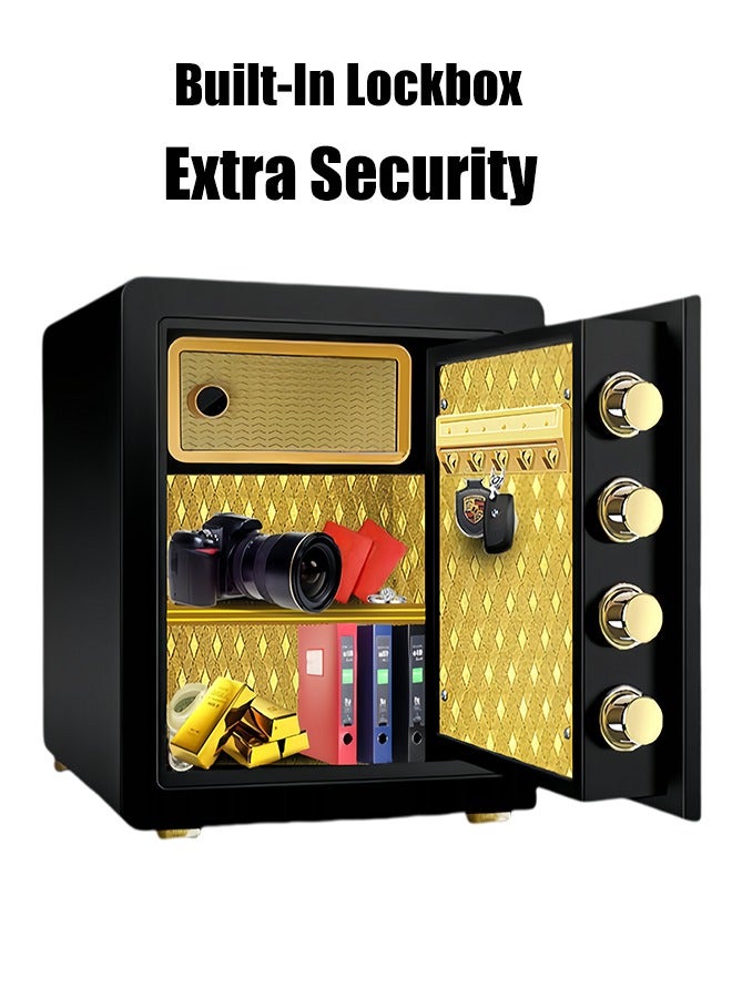 متجر الفرح صندوق أمان إلكتروني مقاوم للحريق للمنزل مزود بقفل لوحة مفاتيح قابل للبرمجة، آمن للمستندات والأموال والأشياء الثمينة بشاشة LED مقاس 45 × 38 × 33 سم، أسود - Image 2