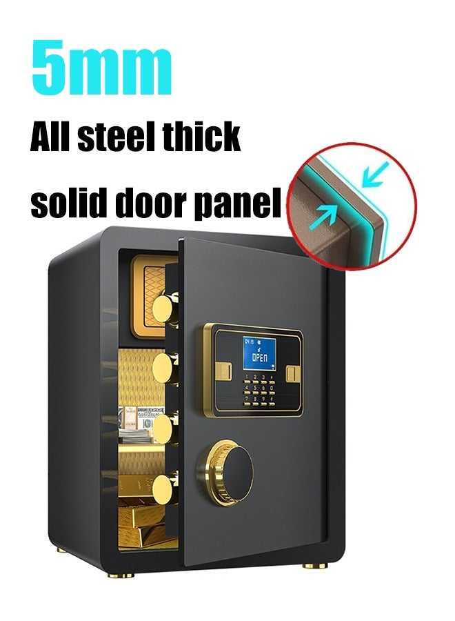 متجر الفرح صندوق أمان إلكتروني مقاوم للحريق للمنزل مزود بقفل لوحة مفاتيح قابل للبرمجة، آمن للمستندات والأموال والأشياء الثمينة بشاشة LED مقاس 45 × 38 × 33 سم، أسود - Image 5