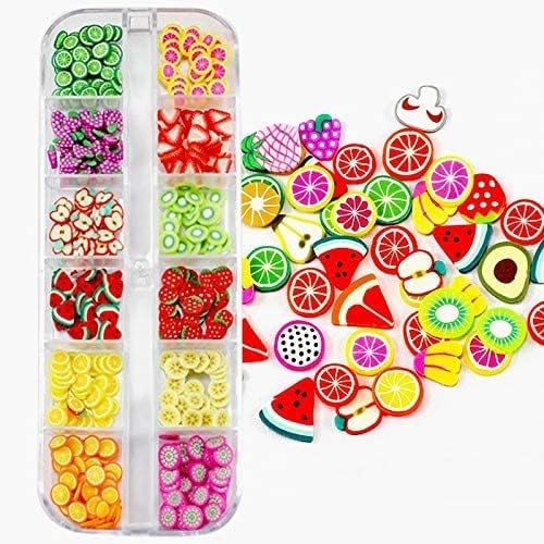 Royalkart Colorful Fruit Nail Art Slices, 3D Fimo Slime Supplies for DIY Crafts, Apple Kiwi Banana Lemon Strawberry Watermelon Decorations for Nail Art and Cellphone 12 Designs - Image 5