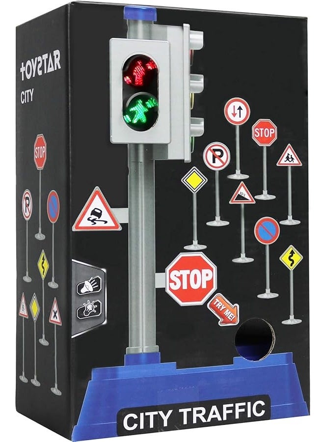 Kiddie Play Traffic Signs and Crosswalk Light Signal Toys for Kids (12pcs) - Image 2