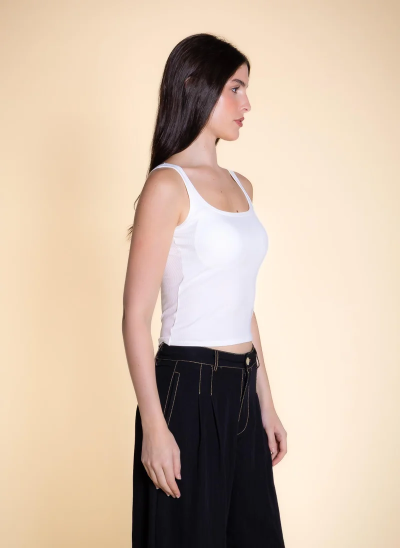 Shapes White PADDED WIDE STRAP TOP for Women | Best Price UAE