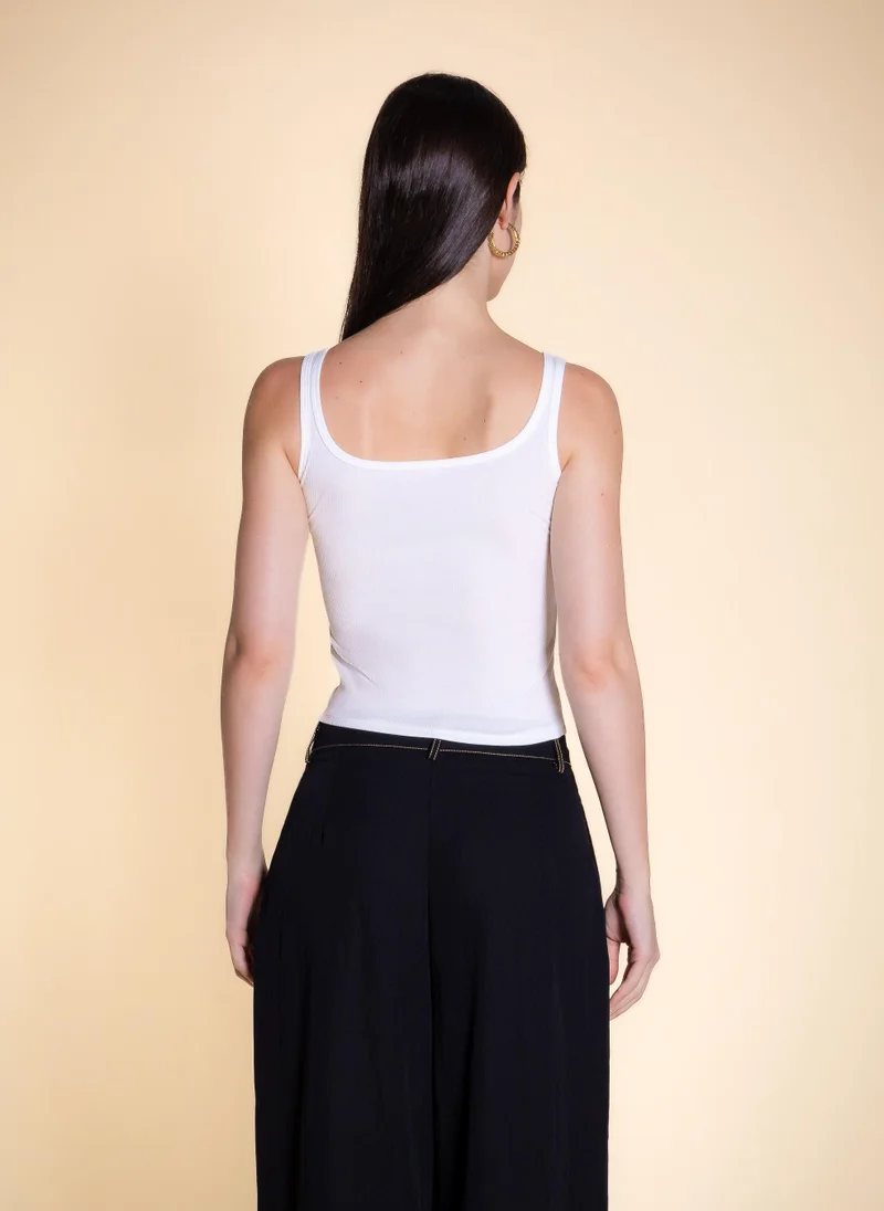 Shapes White PADDED WIDE STRAP TOP for Women | Best Price UAE