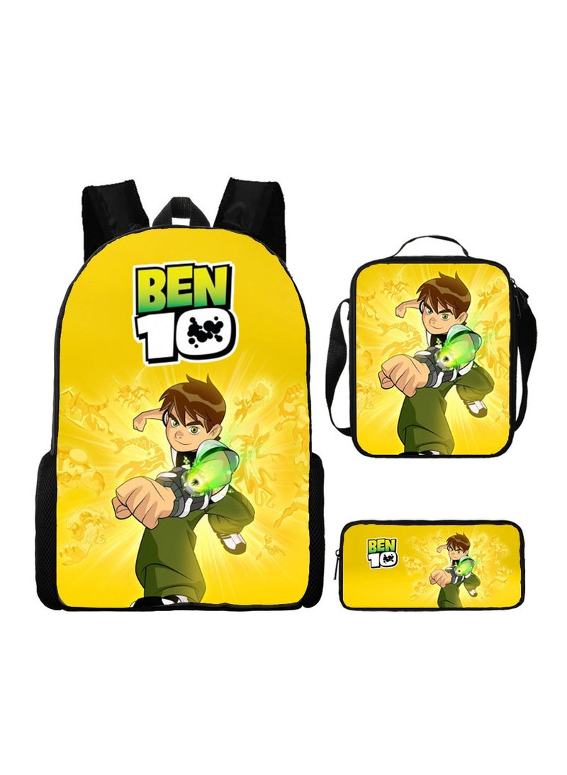SKT Shiketro Ben 10 Backpack Student Schoolbag Anime Cartoon Backpack Backpack 29*16*42CM + Shoulder Bag 19*6*23CM + Pen Bag 24*7*11CM Three-piece Set - Image 1