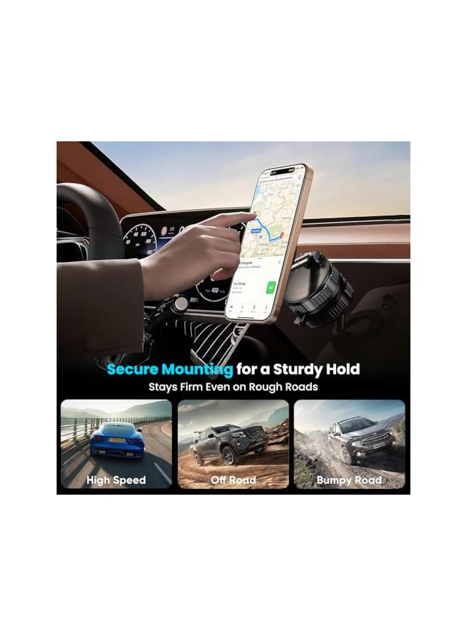 S-TOP Car Phone Holder 2025, Magnetic Vacuum Suction Cup Mount with 360° Rotation Adjustable Stand, Strong Grip Mobile Holder for Dashboard Windshield Travel Accessories, - Image 2