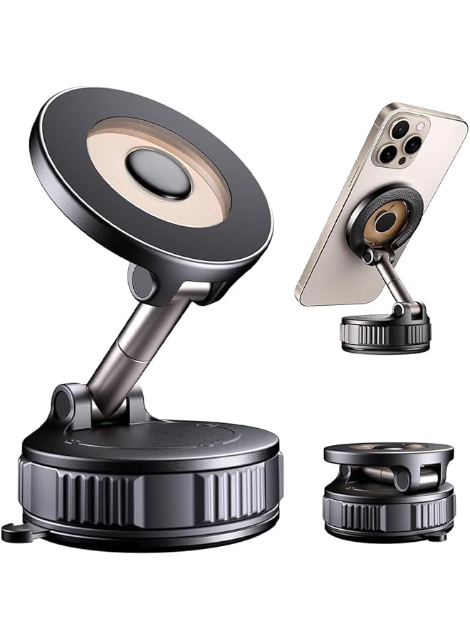 S-TOP Car Phone Holder 2025, Magnetic Vacuum Suction Cup Mount with 360° Rotation Adjustable Stand, Strong Grip Mobile Holder for Dashboard Windshield Travel Accessories, - Image 1