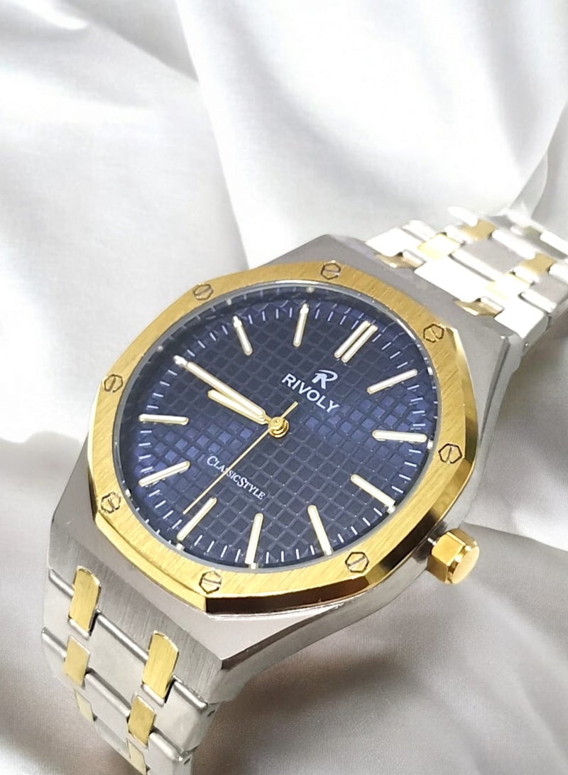 ريفولي ساعة يد للرجال من الستانلس ستيل بعرض انالوج وحركة كوارتز ، سهلة القراءة بتصميم عصري مقاوم للماء، ساعة يد كلاسيكية فاخرة بواجهة كبيرة - Image 4
